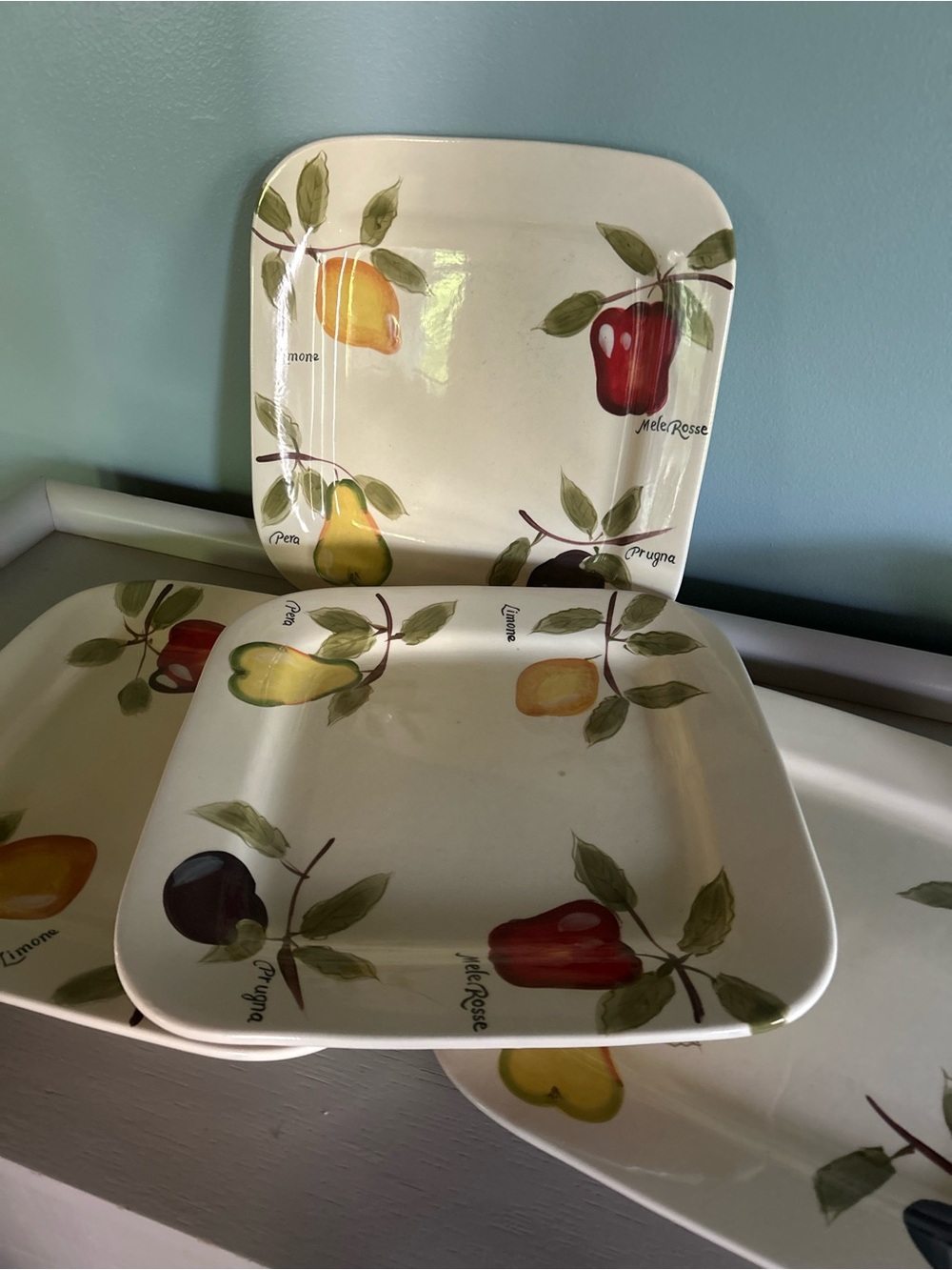 EUC TARGET HOME Fruit Motif Serve ware Plates, Set of 4, Hand Painted Details